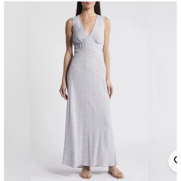Treasure & Bond Dresses & Skirts - Treasure & Bond Maxi Dress XS Purple/Ivory Little Paris Floral V Neck Boho NEW